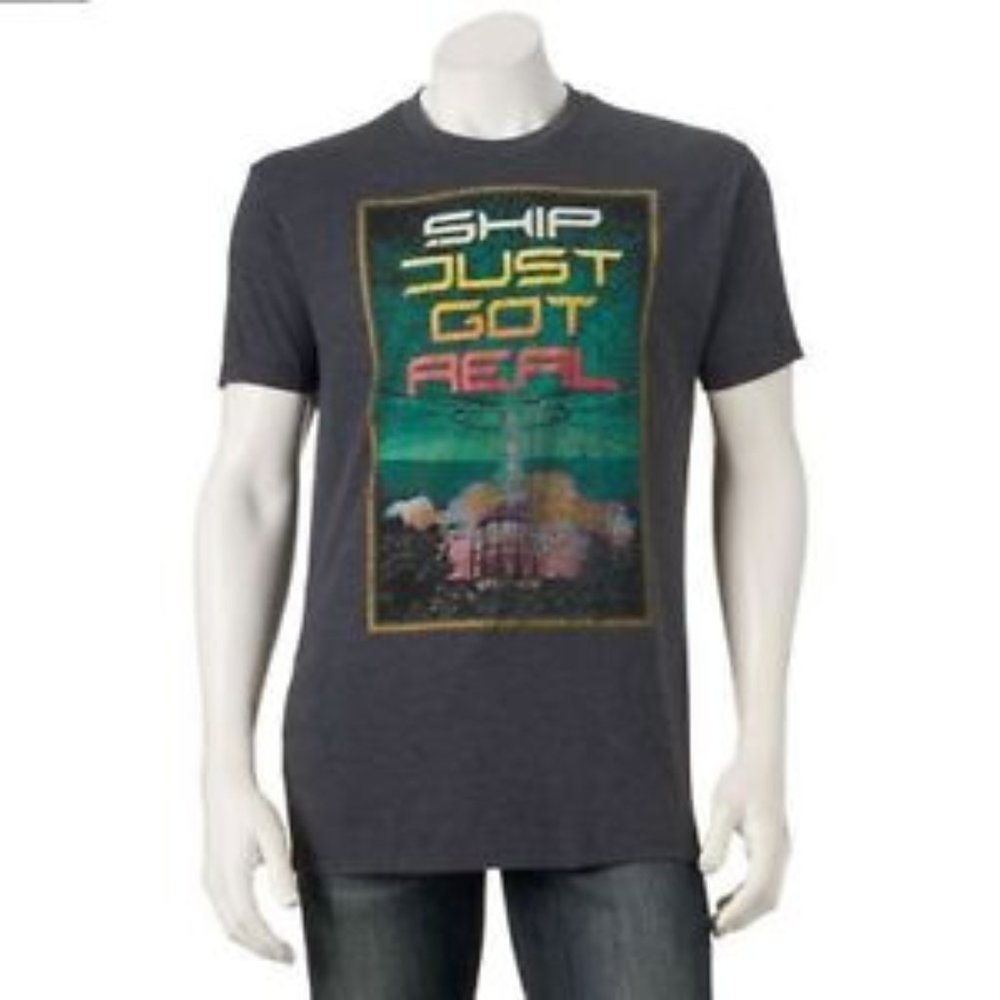 Men's Independence Day Ship Tee Color: Grey, Size: XL